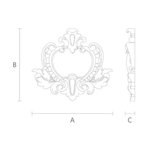 N-231 Wide Ornate Shield oak Cartouche Onlay